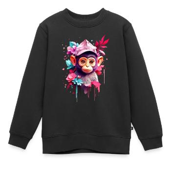 Monkey Monkey V1 24 12 - Kids Premium Organic Sweatshirt - black - Front - AI Model Kid Female (0cm)