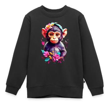 Monkey Monkey V1 24 16 - Kids Premium Organic Sweatshirt - black - Front - AI Model Kid Female (0cm)