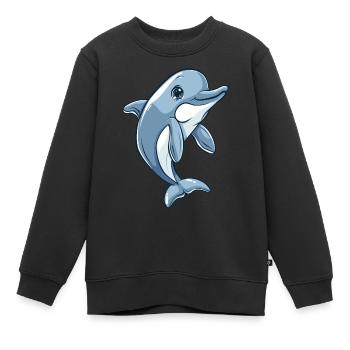 Delfin Kawaii - Kinder Premium Organic Sweatshirt - Schwarz - Vorne - AI Model Kid Female (0cm)