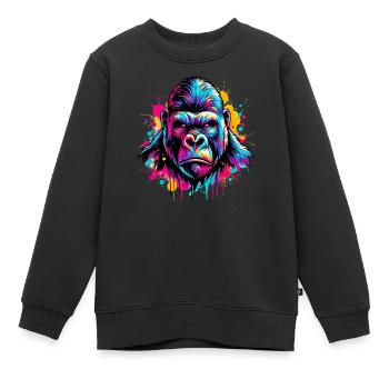 Gorilla - Kinder Premium Organic Sweatshirt - Schwarz - Vorne - AI Model Kid Female (0cm)