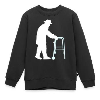 Rentner Opa Großvater Alt Opi Gehhilfe Hut Mantel - Kinder Premium Organic Sweatshirt - Schwarz - Vorne - AI Model Kid Female (0cm)