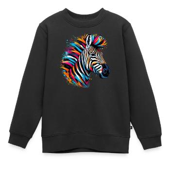 Zebra - Kinder Premium Organic Sweatshirt - Schwarz - Vorne - AI Model Kid Female (0cm)