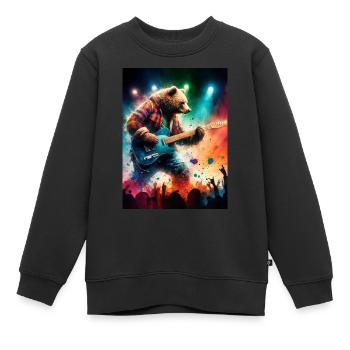 Ours en concert - Sweat Premium enfant bio - noir - Devant - AI Model Kid Female (0cm)