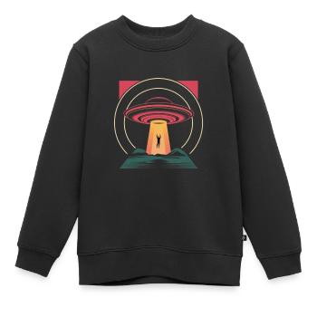 UFO hijacking in mysterious night - Kids Premium Organic Sweatshirt - black - Front - AI Model Kid Female (0cm)