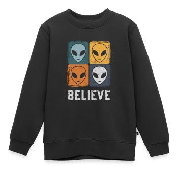 Believe in the Unknown Space Adventure - Kids Premium Organic Sweatshirt - black - Front - AI Model Kid Female (0cm)