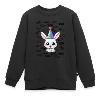 Happy Happy Birthday Cute Bunny Birthday Kids - Kids Premium Organic Sweatshirt - black - Front - AI Model Kid Female (0cm)