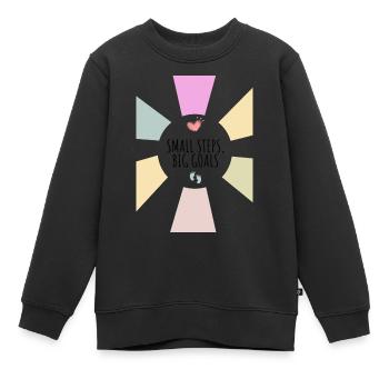 Petits pas, grands objectifs - Sweat Premium enfant bio - noir - Devant - AI Model Kid Female (0cm)