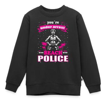 Conception de la police de plage pour les femmes en vacances - Sweat Premium enfant bio - noir - Devant - AI Model Kid Female (0cm)