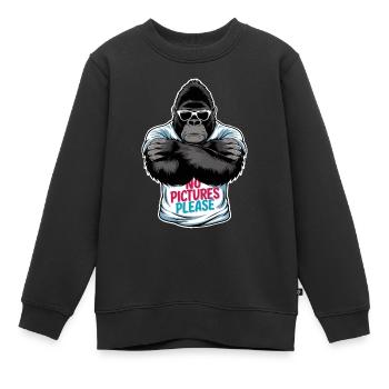 Keine Bilder bitte - Kinder Premium Organic Sweatshirt - Schwarz - Vorne - AI Model Kid Female (0cm)