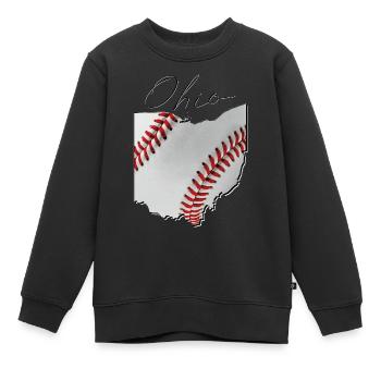 Ohio (États-Unis) | Vrai baseball | Script de carte - Sweat Premium enfant bio - noir - Devant - AI Model Kid Female (0cm)
