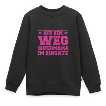 Aus dem Weg Supermama im Einsatz Design - Kinder Premium Organic Sweatshirt - Schwarz - Vorne - AI Model Kid Female (0cm)