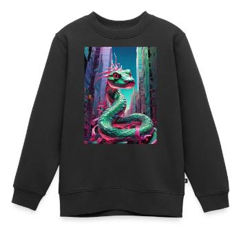 serpent sur la ville - Sweat Premium enfant bio - noir - Devant - AI Model Kid Female (0cm)