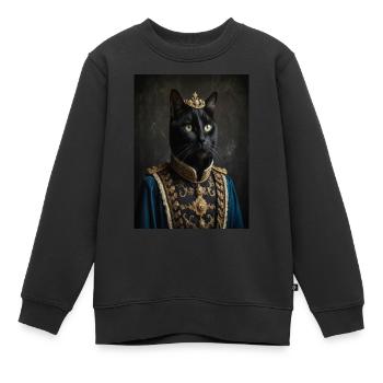 Stehende Katze in orientalischer Tracht - Kinder Premium Organic Sweatshirt - Schwarz - Vorne - AI Model Kid Female (0cm)