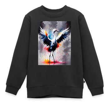 Grue - Sweat Premium enfant bio - noir - Devant - AI Model Kid Female (0cm)