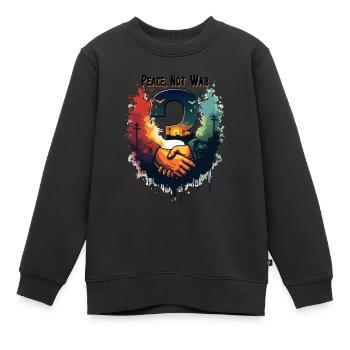 LA PAIX, PAS LA GUERRE 3 - Sweat Premium enfant bio - noir - Devant - AI Model Kid Female (0cm)