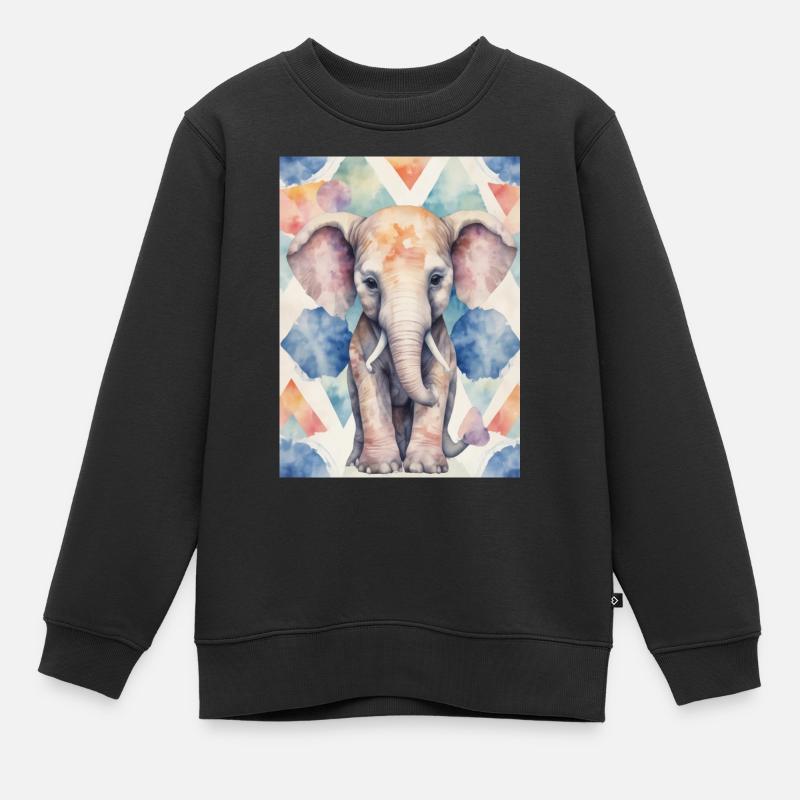 Éléphant coloré - Sweat Premium enfant bio - noir
