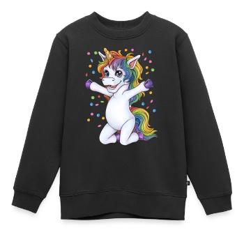 Niedliches Einhorn mit Konfetti Kind Geburtstag - Kinder Premium Organic Sweatshirt - Schwarz - Vorne - AI Model Kid Female (0cm)