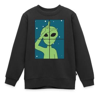 Alien - Kinder Premium Organic Sweatshirt - Schwarz - Vorne - AI Model Kid Female (0cm)