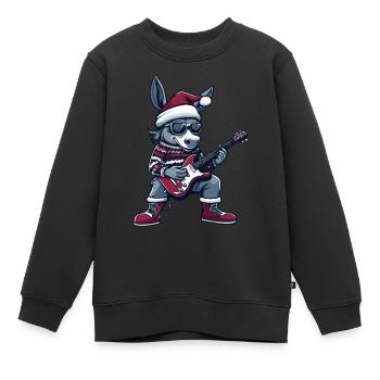 Guitare Rocker Donkey Christmas - Sweat Premium enfant bio - noir - Devant - AI Model Kid Female (0cm)