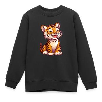 Süßer Tiger - Kinder Premium Organic Sweatshirt - Schwarz - Vorne - AI Model Kid Female (0cm)