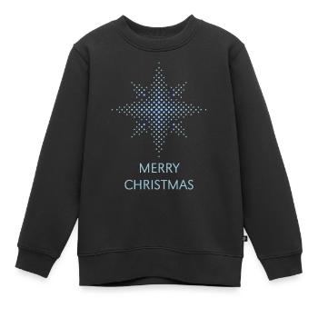 Joyeux Noël (Points de Noël étoiles / Bleu) - Sweat Premium enfant bio - noir - Devant - AI Model Kid Female (0cm)