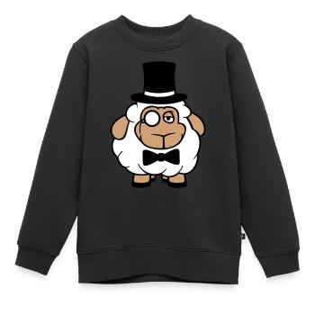 Schaf Herr Gentleman Zylinder Hut Monokel Brille - Kinder Premium Organic Sweatshirt - Schwarz - Vorne - AI Model Kid Female (0cm)