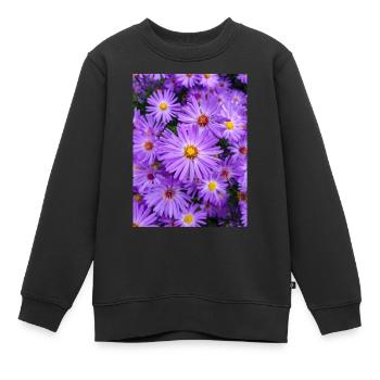 Aster de la Nouvelle-Angleterre aussi poilu Michaelmas-daisy - Sweat Premium enfant bio - noir - Devant - AI Model Kid Female (0cm)