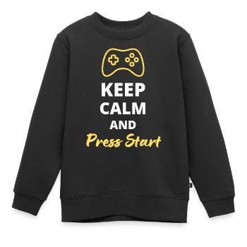 Keep Calm and Press Start - Pour les Amateurs de - Sweat Premium enfant bio - noir - Devant - AI Model Kid Female (0cm)