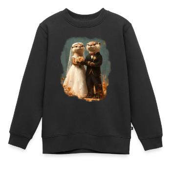 Couple de mariage de loutre - Sweat Premium enfant bio - noir - Devant - AI Model Kid Female (0cm)