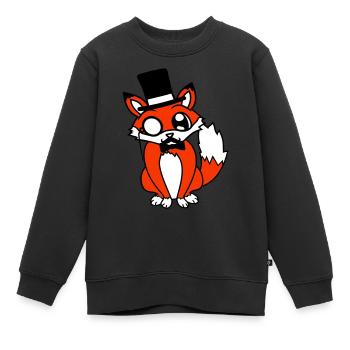 Fuchs Rotfuchs Sir Mr. Zylinder Hut Monokel Brille - Kinder Premium Organic Sweatshirt - Schwarz - Vorne - AI Model Kid Female (0cm)