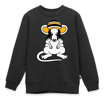 Maus Raggae Jamaika Hut Rasta Locken Chill Mütze - Kinder Premium Organic Sweatshirt - Schwarz - Vorne - AI Model Kid Female (0cm)