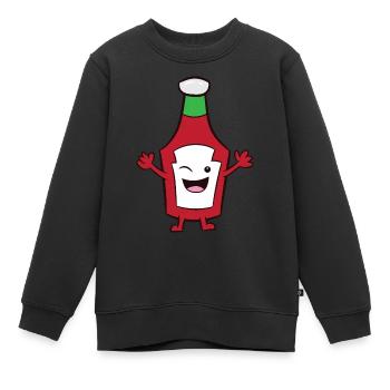 Ketchup - bouteille de ketchup joyeuse et clignotante - Sweat Premium enfant bio - noir - Devant - AI Model Kid Female (0cm)