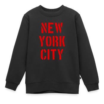 New York City - NYC - NY - Manhattan - Brooklyn - Sweat Premium enfant bio - noir - Devant - AI Model Kid Female (0cm)