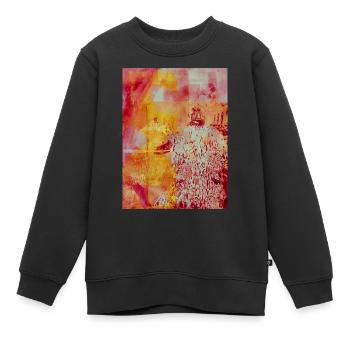 Frau im Mantel abstrakter Druck - Kinder Premium Organic Sweatshirt - Schwarz - Vorne - AI Model Kid Female (0cm)