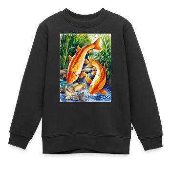 Karpfen - Kinder Premium Organic Sweatshirt - Schwarz - Vorne - AI Model Kid Female (0cm)