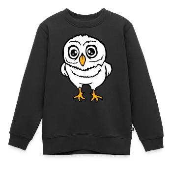 Eule Vogel Uhu Nachtvogel Schleiereule Kauz Comic - Kinder Premium Organic Sweatshirt - Schwarz - Vorne - AI Model Kid Female (0cm)