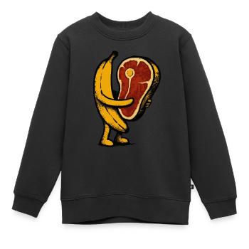 Banane à la viande - Sweat Premium enfant bio - noir - Devant - AI Model Kid Female (0cm)