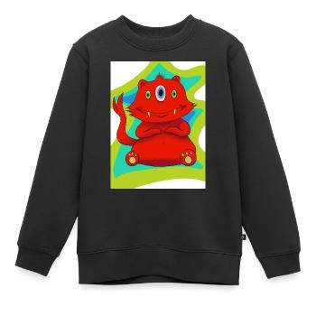 Monstre a trois yeux - Sweat Premium enfant bio - noir - Devant - AI Model Kid Female (0cm)