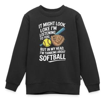 Lustiger Softball Spieler Fänger Pitcher Softball - Kinder Premium Organic Sweatshirt - Schwarz - Vorne - AI Model Kid Female (0cm)