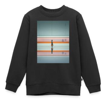 Elegante Frau, Die Durch Die U-Bahn Geht - Kinder Premium Organic Sweatshirt - Schwarz - Vorne - AI Model Kid Female (0cm)