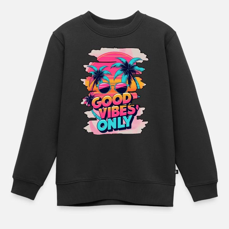 GoodVibesOnly - Sweat Premium enfant bio - noir