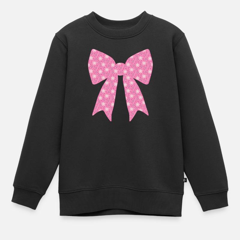 Ruban rose - Sweat Premium enfant bio - noir