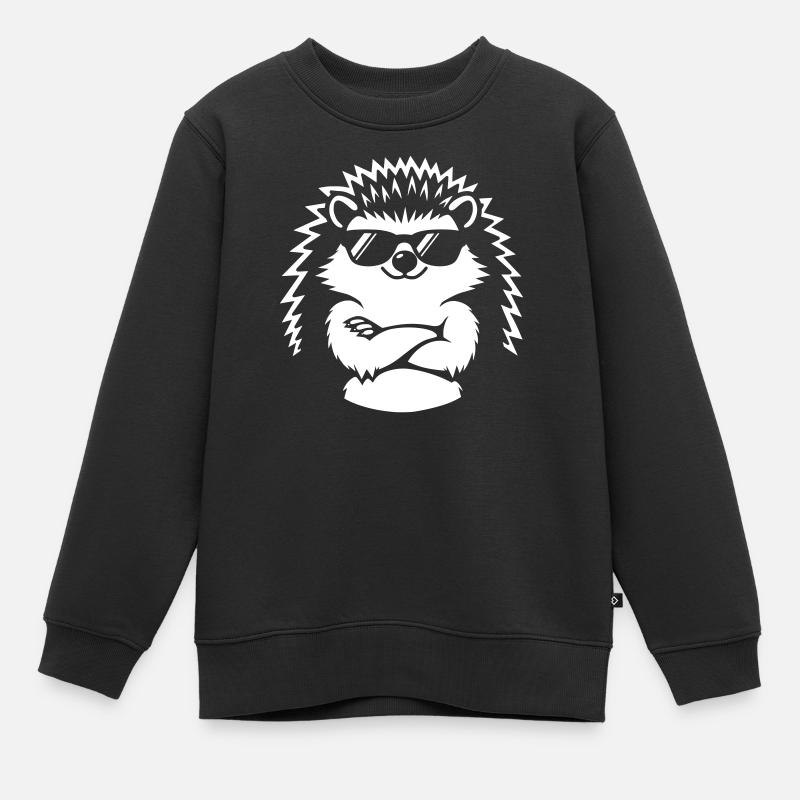 Hérisson cool avec des lunettes de soleil - Sweat Premium enfant bio - noir