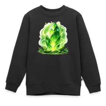 Grüner Kristallzauber - Kinder Premium Organic Sweatshirt - Schwarz - Vorne - AI Model Kid Female (0cm)