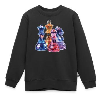 Cadeau de figurines en cristal d’échecs pour hommes - Sweat Premium enfant bio - noir - Devant - AI Model Kid Female (0cm)