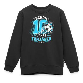 10 Jahre Torjäger Fußball Geburtstag Geschenk - Kinder Premium Organic Sweatshirt - Schwarz - Vorne - AI Model Kid Female (0cm)