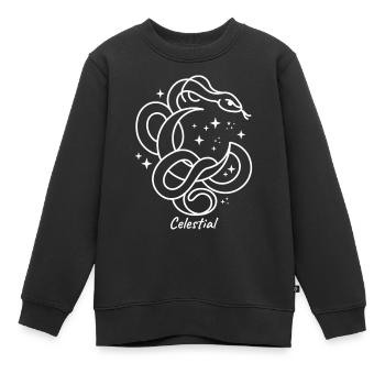 Lune du Serpent Céleste - Sweat Premium enfant bio - noir - Devant - AI Model Kid Female (0cm)
