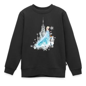 Frozen Elsa & Olaf Vor Eispalast Mit Schneeflocken - Kinder Premium Organic Sweatshirt - Schwarz - Vorne - AI Model Kid Female (0cm)