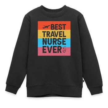Beste Reisekrankenschwester Design Nurse - Kinder Premium Organic Sweatshirt - Schwarz - Vorne - AI Model Kid Female (0cm)