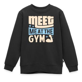 Meat Me at the Gym Fitness - jeu de mots - Sweat Premium enfant bio - noir - Devant - AI Model Kid Female (0cm)